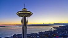 The Space Needle at Sunset. Seattle, WA