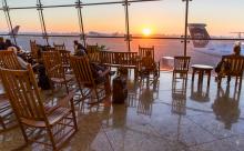 Looking out at the sunset from Sea-Tac Airport's Central Terminal