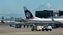 Alaska Aircraft with majestic Mt. Rainier in the background