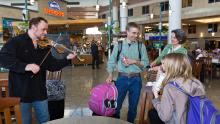 Live musicians help to create an enjoyable atmosphere at Sea-Tac Airport