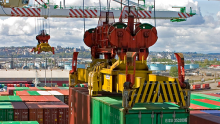 Cargo ship at Port of Tacoma of Seaport Northwest Seaport Alliance