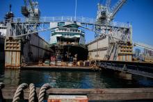 Vigor Industrial with ferry boat in drydock