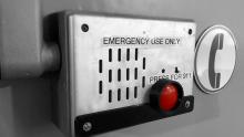 Selective color image of an airport emergency intercom