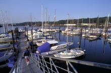 Vessels moored at Harbor Island Marina