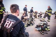 firefighters take a break