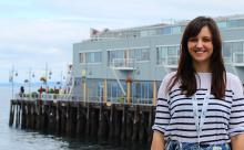 Graduate Intern Caitlyn Royse on the docks of Pier 69
