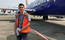 College Intern Gavin McPhail at the Airfield