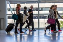 Travelers at Sea-Tac Airport during the busy season