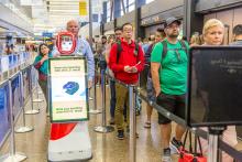 Passenger service robot at Sea-Tac airport