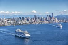 Cruise ships in Elliot Bay, Seattle, WA. July 2017