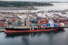 The SM Qingdao at Terminal 18, Port of Seattle - Northwest Seaport Alliance, May 30, 2018