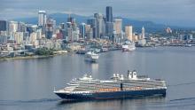 Three cruise ships in Elliott Bay, Seattle, June 2019