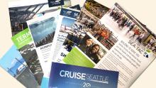 Port of Seattle Fact sheets arranged on a table