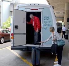 Whidbey shuttling picks up passengers at the airport