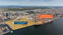 Terminal 46, Seattle, with proposed cruise terminal area of the site shaded. 