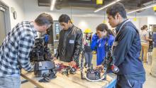 Students learning about maritime careers at the 2nd Annual Marine Science Exploration Day for high school students hosted by Youth Maritime Collaborative at the Seattle Maritime Academy