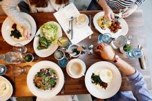 Table filled with plates of food