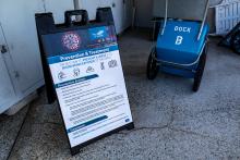 COVID-19 signs at Salmon Bay Marina