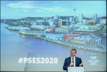 Commissioner Felleman speaking about Tourism at the Economic Summit