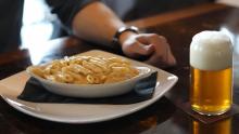 Beecher mac and cheese and a beer