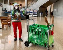 Holiday mask up cart at SEA Airport