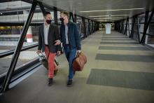 Travelers walking in the airport