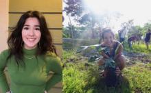 Headshot of Seeka and Photo of Seeka working in a grass field