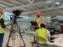 Filming Executive Director Metruck for a Teams Live Event