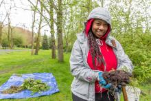 Community member participating in Duwamish Habitat restoration.