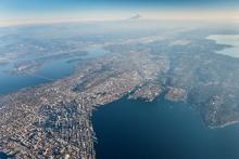 Aerial view of Elliot Bay and Port properties. 