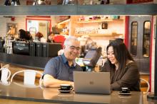 Discussion outside Cafe D'Arte