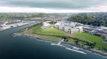 Expedia campus with proposed Public Fishing Pier at Pier 86 Seattle April 2021