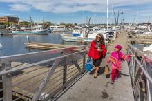 Family visiting Fishermen's Terminal