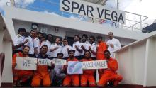 Vaccinated crew photo on the spar vargas