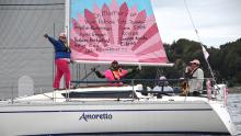 Sailboat participating in the Pink Regatta