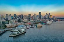Sunset above the Port Pier 69 building