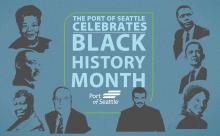 Black History month image with Black Leaders, current and past