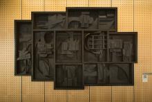 Night Flight by Louise Nevelson in mezzanine of Airport Office Building