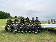 Firefighters and Officers take it easy between drills