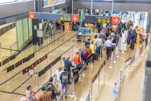 Security checkpoint queue.