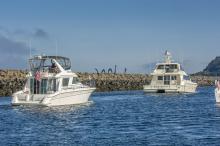 Two power boats at Shilshole Bay Marina