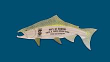 Image of Salmon-Safe plaque, a fish that states Port of Seattle certification in 2019.