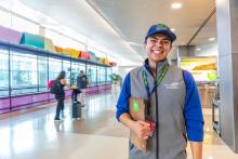 SEA Airport employee in the terminal