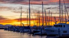 Shilshole Bay Marina at twilight
