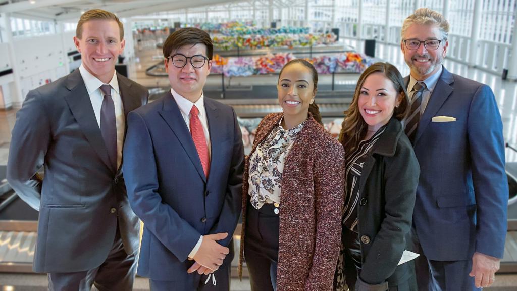 Group photo of the five current Port of Seattle Commissioners