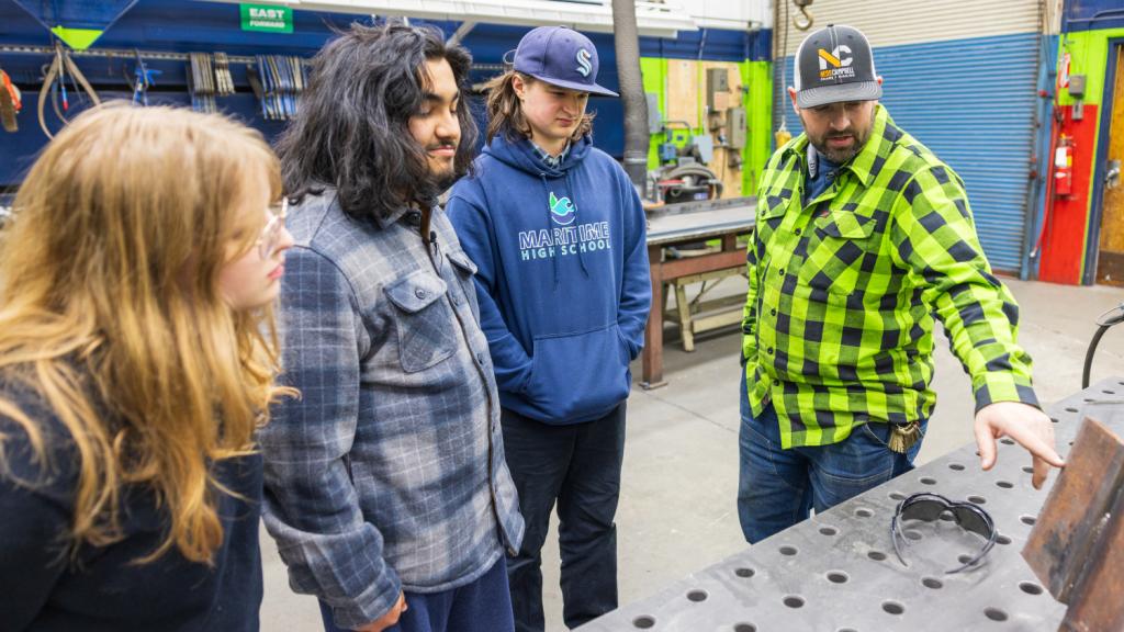 Students and an instructor at Maritime High School