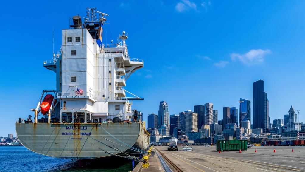 Matson vessel Mauna Lei at berth at Terminal 46 in Seattle